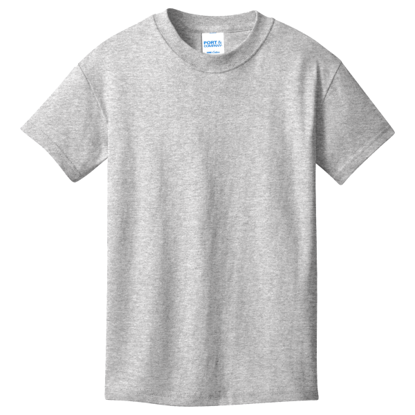 Port & Co Youth Core Cotton Tee, Ash, Front view
