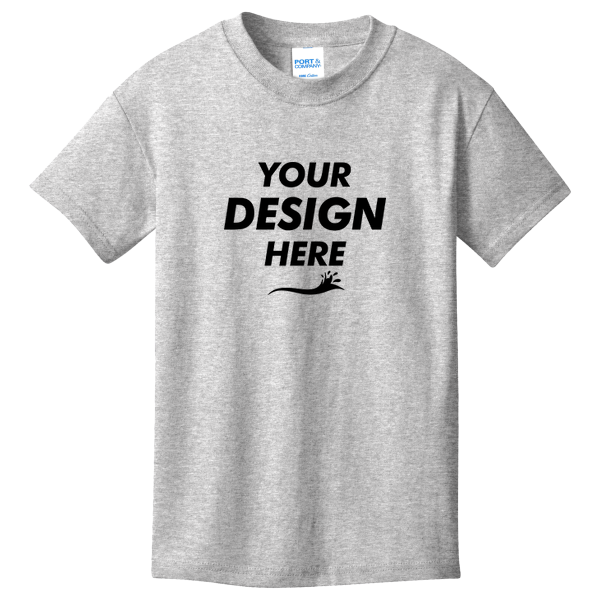 Port & Co Youth Core Cotton Tee, Ash, Front view, Mockup