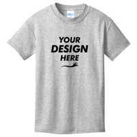 Port & Co Youth Core Cotton Tee, Ash, Front view, Mockup