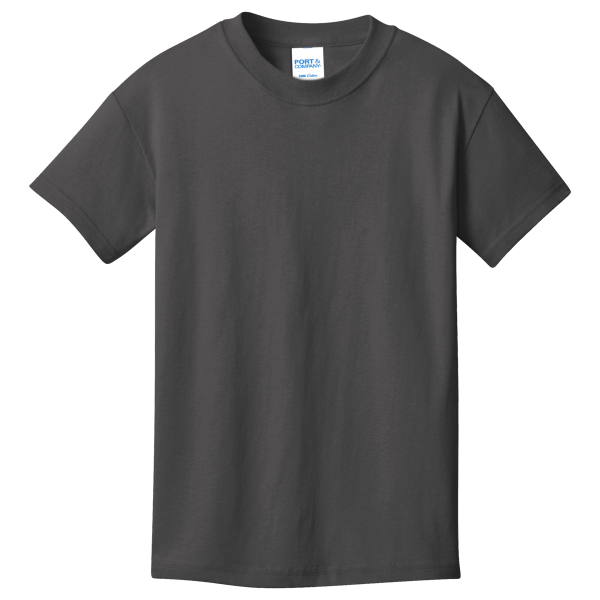 Port & Co Youth Core Cotton Tee, Charcoal, Front view