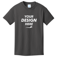 Port & Co Youth Core Cotton Tee, Charcoal, Front view, Mockup