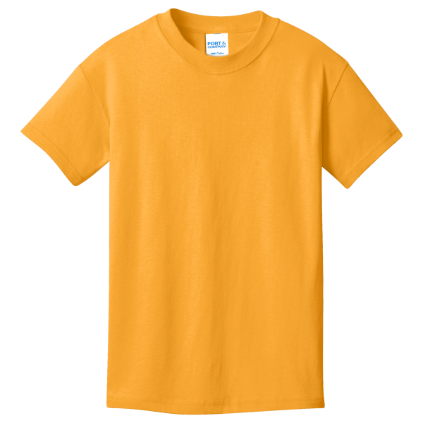 Port & Co Youth Core Cotton Tee, Gold, Front view