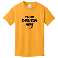 Port & Co Youth Core Cotton Tee, Gold, Front view, Mockup