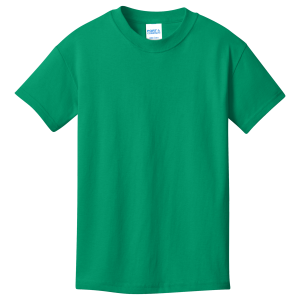 Port & Co Youth Core Cotton Tee, Kelly, Front view