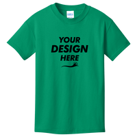 Port & Co Youth Core Cotton Tee, Kelly, Front view, Mockup