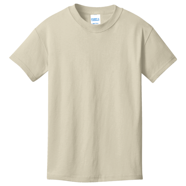 Port & Co Youth Core Cotton Tee, Natural, Front view