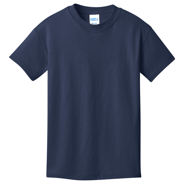 Port & Co Youth Core Cotton Tee, Navy, Front view