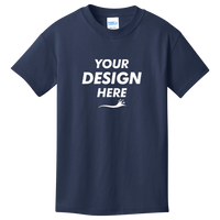 Port & Co Youth Core Cotton Tee, Navy, Front view, Mockup