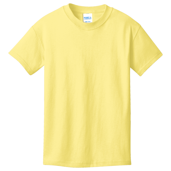 Port & Co Youth Core Cotton Tee, Yellow, Front view