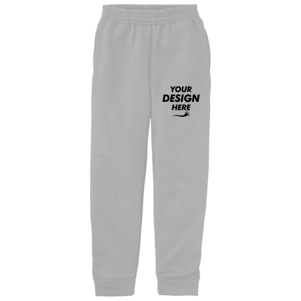 Port & Co Youth Core Fleece Jogger, Athletic Heather, Front view, Mockup