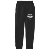 Port & Co Youth Core Fleece Jogger, Jet Black, Front view, Mockup