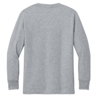 Port & Co Youth Long Sleeve Core Cotton Tee, Athletic Heather, Back view