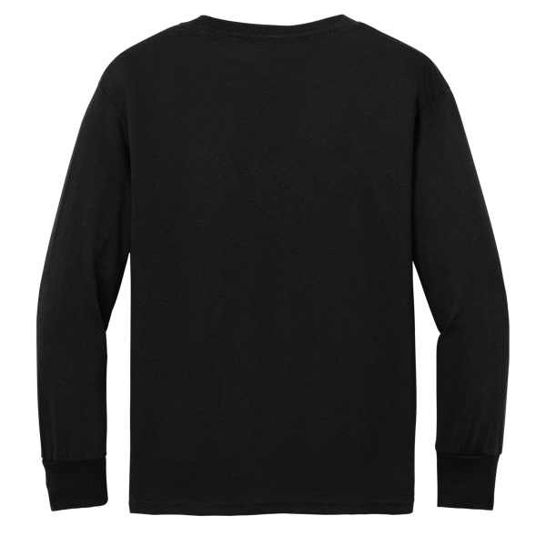 Port & Co Youth Long Sleeve Core Cotton Tee, Jet Black, Back view