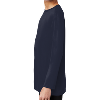 Port & Co Youth Long Sleeve Performance Tee, Deep Navy, Left Sleeve view