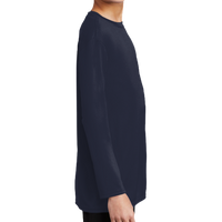 Port & Co Youth Long Sleeve Performance Tee, Deep Navy, Right Sleeve view