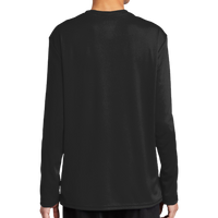 Port & Co Youth Long Sleeve Performance Tee, Jet Black, Back view