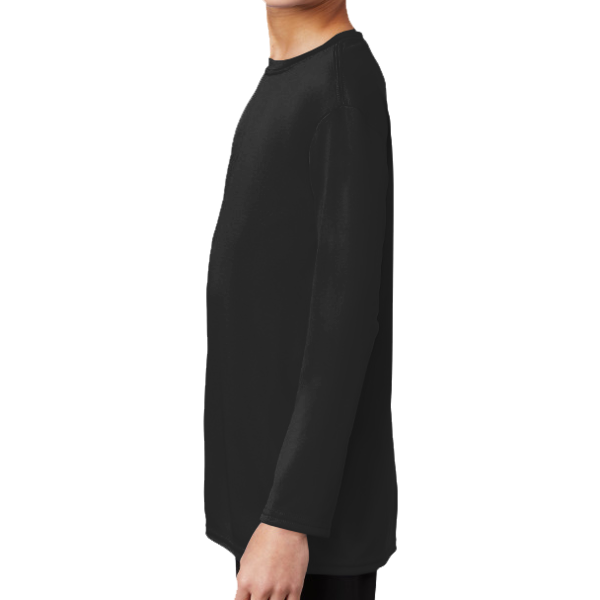 Port & Co Youth Long Sleeve Performance Tee, Jet Black, Left Sleeve view