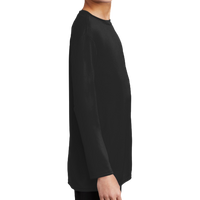 Port & Co Youth Long Sleeve Performance Tee, Jet Black, Right Sleeve view