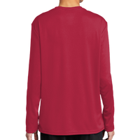 Port & Co Youth Long Sleeve Performance Tee, Red, Back view