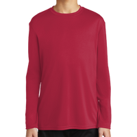 Port & Co Youth Long Sleeve Performance Tee, Red, Front view