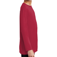 Port & Co Youth Long Sleeve Performance Tee, Red, Right Sleeve view
