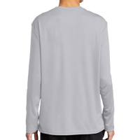 Port & Co Youth Long Sleeve Performance Tee, Silver, Back view