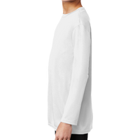 Port & Co Youth Long Sleeve Performance Tee, White, Left Sleeve view