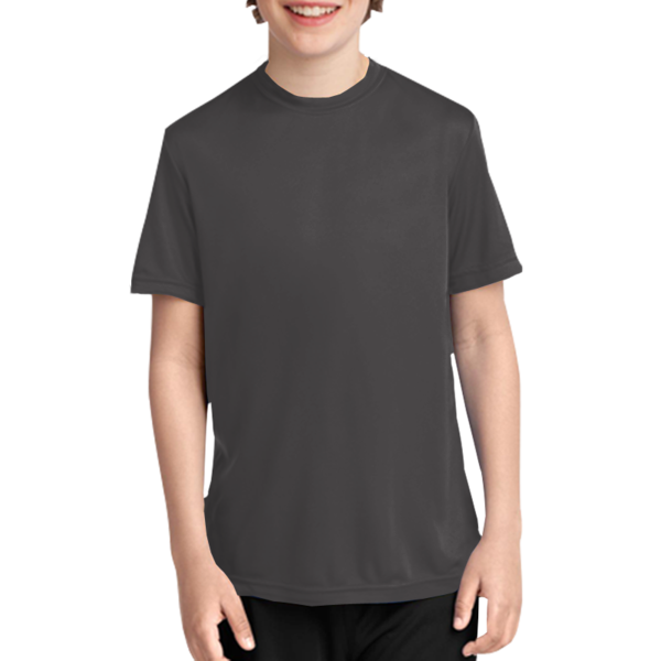 Port & Co Youth Performance Tee, Charcoal, Front view
