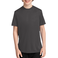 Port & Co Youth Performance Tee, Charcoal, Front view