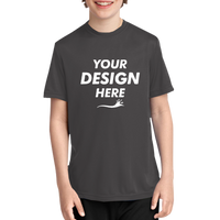 Port & Co Youth Performance Tee, Charcoal, Front view, Mockup