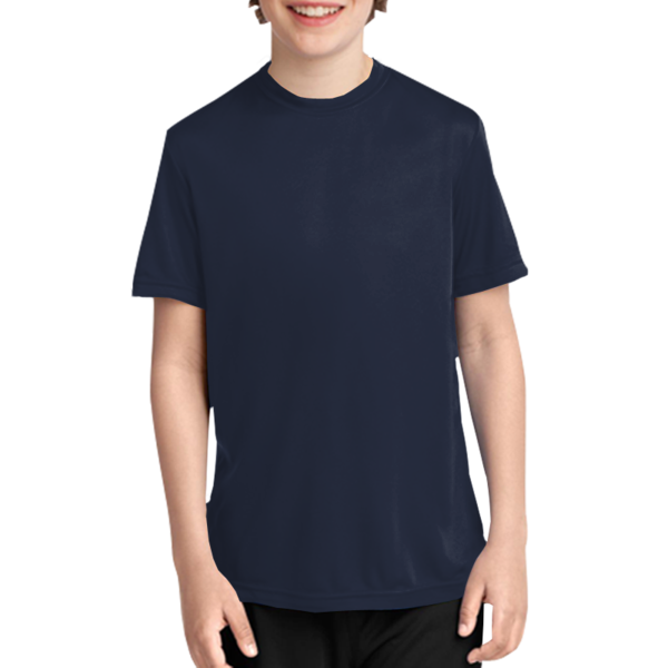 Port & Co Youth Performance Tee, Deep Navy, Front view