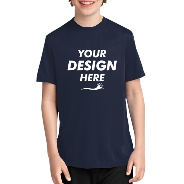 Port & Co Youth Performance Tee, Deep Navy, Front view, Mockup