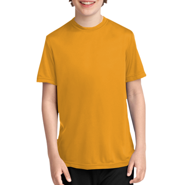 Port & Co Youth Performance Tee, Gold, Front view