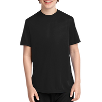 Port & Co Youth Performance Tee, Jet Black, Front view