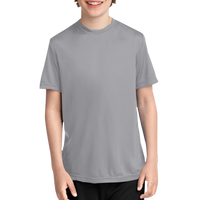 Port & Co Youth Performance Tee, Silver, Front view