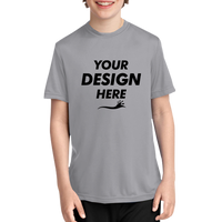 Port & Co Youth Performance Tee, Silver, Front view, Mockup