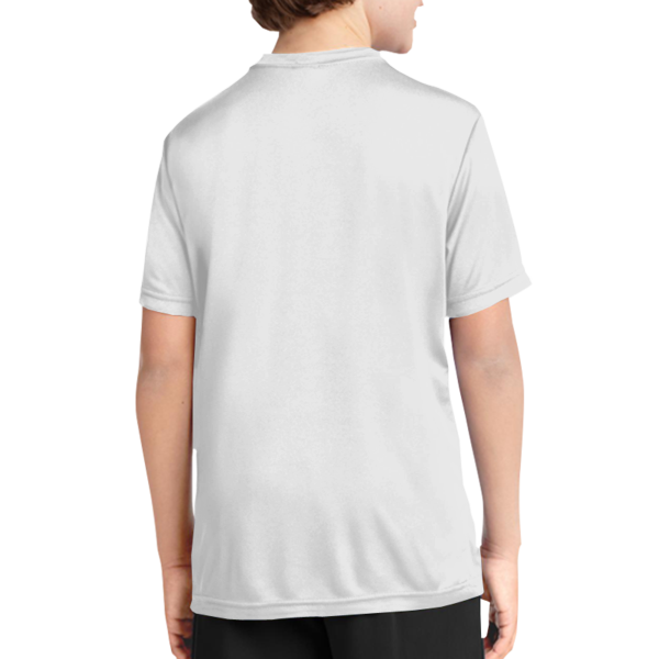 Port & Co Youth Performance Tee, White, Back view