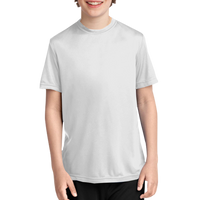 Port & Co Youth Performance Tee, White, Front view