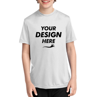 Port & Co Youth Performance Tee, White, Front view, Mockup
