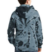 Port & Co Youth Tie Dye Pullover Hooded Sweatshirt, Black, Back view