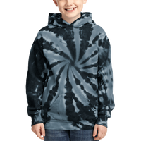 Port & Co Youth Tie Dye Pullover Hooded Sweatshirt, Black, Front view