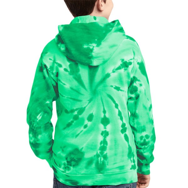 Port & Co Youth Tie Dye Pullover Hooded Sweatshirt, Kelly, Back view