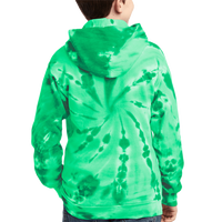 Port & Co Youth Tie Dye Pullover Hooded Sweatshirt, Kelly, Back view