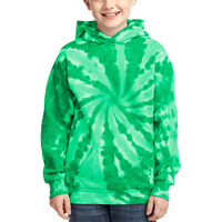 Port & Co Youth Tie Dye Pullover Hooded Sweatshirt, Kelly, Front view