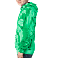 Port & Co Youth Tie Dye Pullover Hooded Sweatshirt, Kelly, Youth Left Sleeve (Long) view