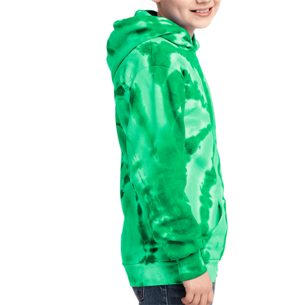 Port & Co Youth Tie Dye Pullover Hooded Sweatshirt, Kelly, Youth Right Sleeve (Long) view