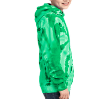 Port & Co Youth Tie Dye Pullover Hooded Sweatshirt, Kelly, Youth Right Sleeve (Long) view