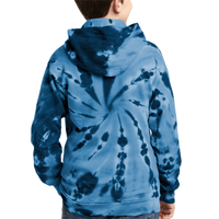 Port & Co Youth Tie Dye Pullover Hooded Sweatshirt, Navy, Back view