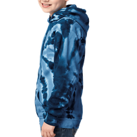 Port & Co Youth Tie Dye Pullover Hooded Sweatshirt, Navy, Youth Left Sleeve (Long) view