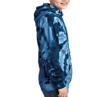 Port & Co Youth Tie Dye Pullover Hooded Sweatshirt, Navy, Youth Right Sleeve (Long) view